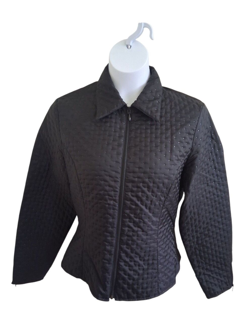 Anne Fontaine Jacket Women's Size 2 Black Felicia 3 Zip-Up Quilted